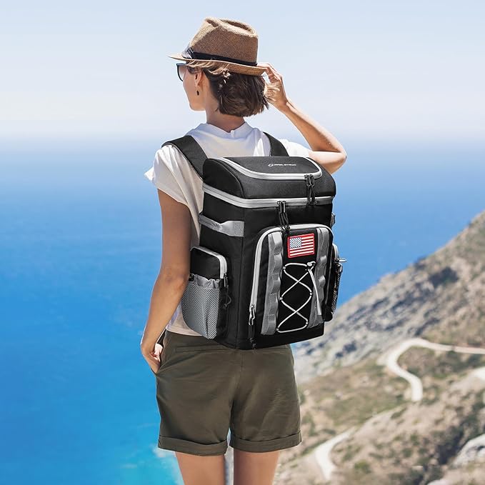 Maelstrom Backpack Cooler,Soft Lightweight Leakproof Cooler Backpack,35 Can Insulated Cooler Bag,Keeps 35 Cans Hot/Cold for Up to 16 Hours,Waterproof Lunch Bag for Men Women-Black