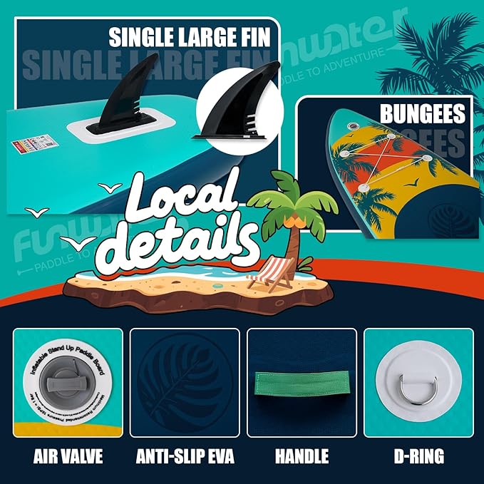 FunWater Stand Up Paddle Board Ultra-Light Inflatable Paddleboard with SUP Accessories for Adults & Youth of All Skill Levels