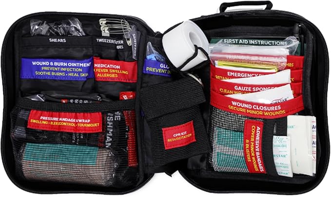 Uncharted Supply Co. First Aid Plus – Waterproof First Aid & Survival Kit with Rip-Away MOLLE Backer – Packed with Medical Supplies & Tools for Trucks, Boats, ATVs, and Outdoor Emergencies