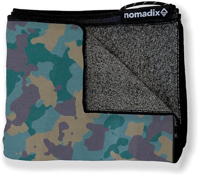 Nomadix Original Towel - Perfect for Beach, Pool, Travel, Camping, Yoga - Made with Recycled Materials - Super Absorbent - Sand Resistant - Camo Green - 72.5" x 30"