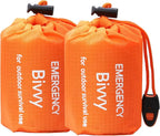 Emergency Sleeping Bag Survival Bivy Sack - 2 Pack Bivvy Bag, Waterproof Windproof Camping & Outdoor Emergency Shelter, Suitable for Camping, Hiking, and Outdoor Adventures.