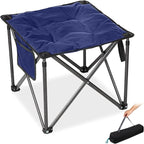 FUNDANGO Folding Camping Stool, 18.1 Inch Oversized Foot Rest 440 Lbs Heavy Duty Portable Padded Stools Seat Anti-Slip Foots & Carry Strap for Fishing Outdoor Lawn Travel (Blue)