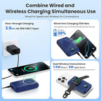 Magnetic Portable Charger for iPhone & iWatch,10800mAh 25W PD Fast Charging USB C Power Bank,4 Output Dual-Side Magnet Travel Essentials Battery Pack for iPhone 17/Air/16/15/14/13/12 Series (Blue)