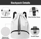 Hoedia Sports Drawstring Backpack - String Swim Gym Bag with Shoes Compartment and Wet Proof Pocket for Women/Men (White)