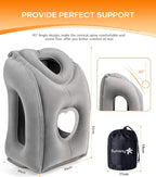 Sunany Travel Pillow, Upgraded Plane Pillow for Long Flights, Inflatable Neck Pillow Used for Airplanes,Cars,Buses,Trains,Office Napping with Eye Mask,Earplugs (Gray)