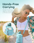 BUZIO 64oz Insulated Water Bottle, Stainless Steel Water Flask with Straw Lid and carrying pouch, Keep Cold 48h Leak Proof Double Wall Vacuum Travel Mug Metal Canteen for Gym Camp Beach, Green