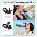 BUZIO 40oz Insulated Water Bottle, Stainless Steel Double Wall Water Flask (Cold for 48 Hrs) Leak Proof Sports Bottles Jug with Straw Lid Flex Cap Metal Canteen for Gym Travel Camping,Purple Green