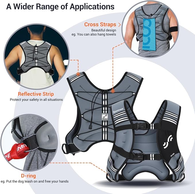 Sportneer Weighted Vest for Women Men: 8lbs/12lbs/15lbs/20lbs/25lbs Weight Vest with Detachable Phone Pouch Rucking Vest for Women Walking Strength Training Muscle Building Weight Loss