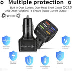 Amiss Car Charger Adapter, 6 USB Multi Port, Fast Charger, Include QC 3.0 and 5 Other Ports, Car Interior Accessories, Fit for iPhone 17/16/15/14/13Pro Max, Samsung, Android (Black 2pcs)
