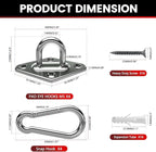 sprookber 304 Stainless Steel Pad Eye Snap Hooks, M5 Heavy Duty Ceiling Hooks, 500 lb Capacity Hammock Swing Hanging kit, Plant Hangers, Marine Hardware Staple Hook Loop with Screws, Set of 8