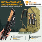 Premium Foldable Hiking Poles by USA Brand - Adjustable, Lightweight Trekking Poles Made of Aircraft Aluminum, Metal Flip Locks & Comfortable Real Cork and EVA Foam Grips