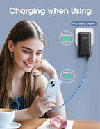 TG90° 10000mAh Portable Charger with Built-in AC Wall Plug and Cables, Ultra Slim USB C Power Bank External Battery Pack Compatible with iPhone and Android Phones