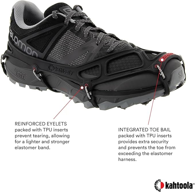 Kahtoola EXOspikes Footwear Traction for Winter Hiking & Running in Snow, Ice & Rocky Terrain