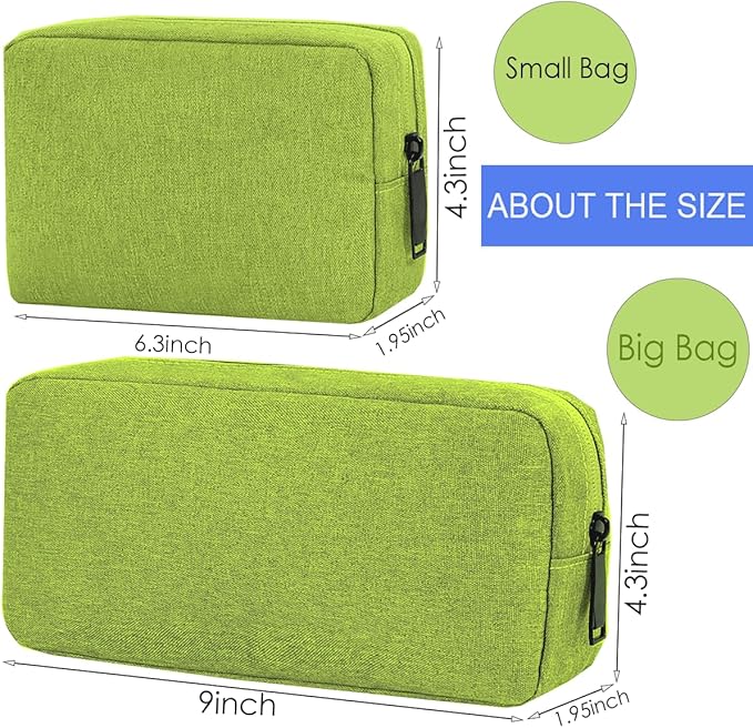 CAAORDKSO Electronics Organizer Case, Cable Organizer Bag Waterproof Electronic Accessories Case Travel Electronic Carrying Bag for Cable, Cord, Charger, Phone, Power Bank, Earphone (Big-Green)
