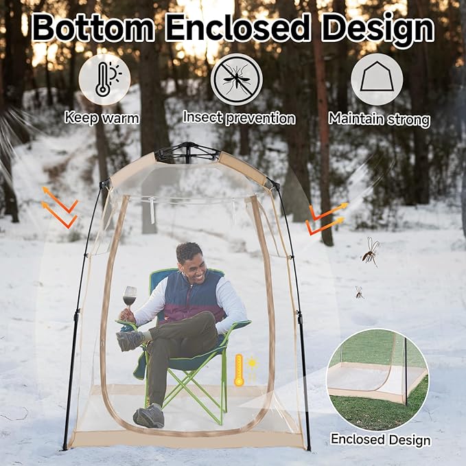 All Weather Proof Pod Sports Pod,540°View Weather Tent,1-4 Person Instant Tent with Sealed Floor,Outdoor Screen House with Carrying Bag,Screen Room for Sport Event,Camping,Fishing