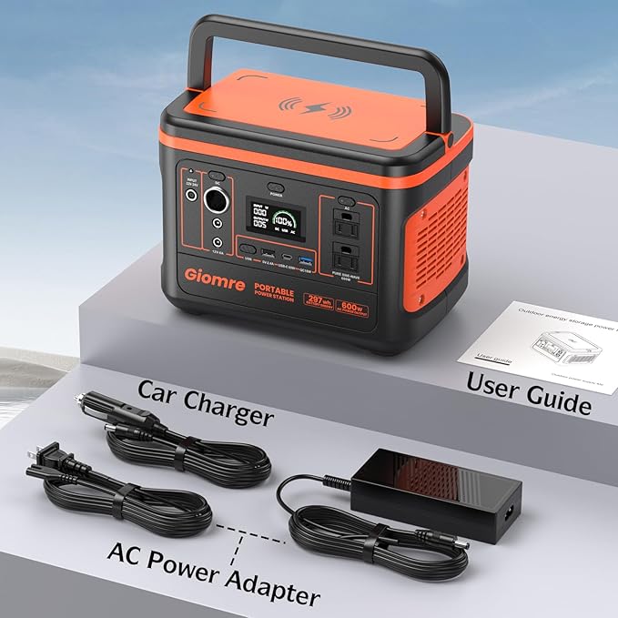 Portable Power Station, 297Wh Backup Lithium Battery Generator with 600W AC Output and 120W Fast Charging, Solar Generator for Outdoors Camping, Travel Emergency, Home Blackout