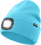 ATNKE LED Lighted Beanie Hat,USB Rechargeable 4 LED Running Headlamp Bright Cap with The Light Gifts for Men and Women