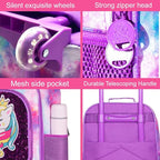 2Pcs Kids Suitcase, 18" Girls Carry on Luggage With Wheels, Unicorn Suitcases with toddler Backpack(Purple)