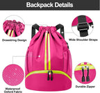 Hoedia Sports Drawstring Backpack - String Swim Gym Bag with Shoes Compartment and Wet Proof Pocket for Women and Men