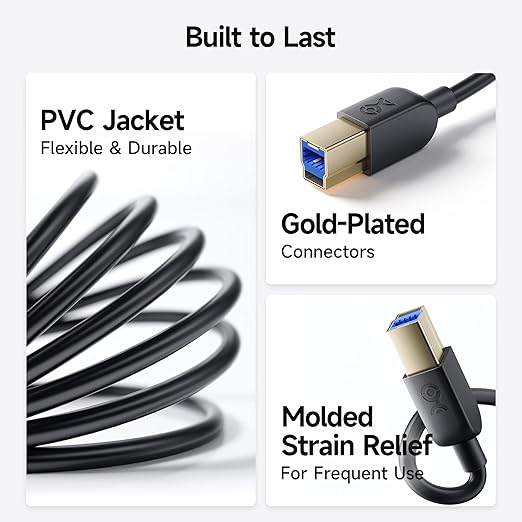 Cable Matters 5Gbps Long USB 3.0 Cable - 15ft, USB A to B Cable, USB3 Cord with Type-B 3.0 Connector for Hard Drive Enclosure/Built-in Hub and More, Black