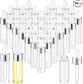 100 Pcs Mini Glass Oil Dropper Bottle Bulk, Clear Essential Small Empty Bottles Sample Containers Perfume Liquid Vials with Cap for Traveling (5 ml,Sliver)