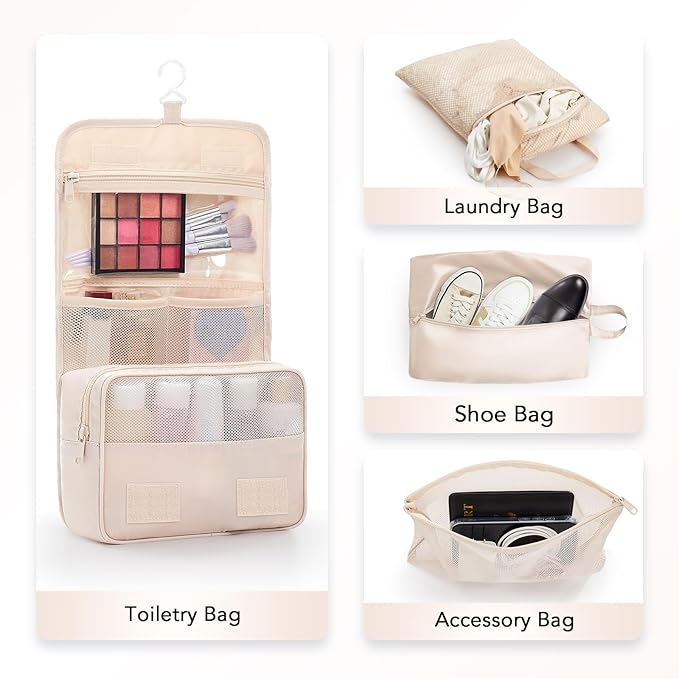 10 Set Compression Packing Cubes for Travel,Luggage Clothes Storage Gifts for Women Mom Her,Airplane/Cruise/Car/Train Travel Essentials,OlarHike Compressible Expandable Saver Space Bags(Beige)