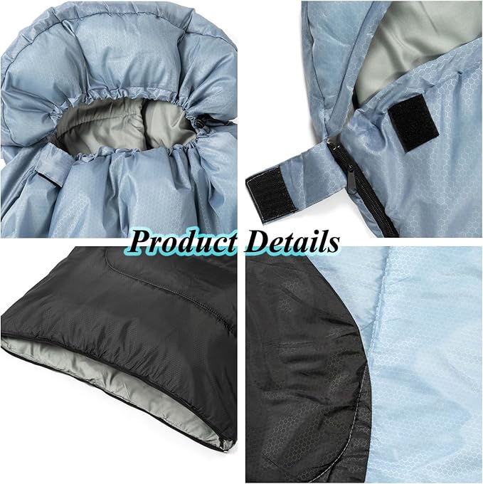 Sleeping Bag - 3 Seasons for Adults Kids Boys Girls Camping Hiking - Warm Cold Weather Lightweight Portable with Compression Bag for Backpacking in Spring, Summer, Fall and Winter