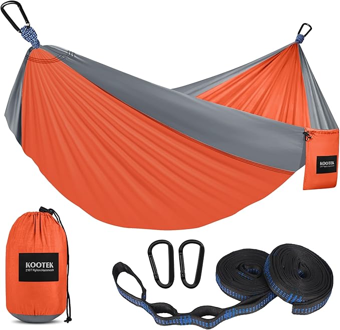Kootek Camping Hammock, Portable Hammocks with Tree Straps & Attached Carry Bag, Camping Essentials Gear, Perfect for Outside Indoor Hiking Beach Backpack Travel
