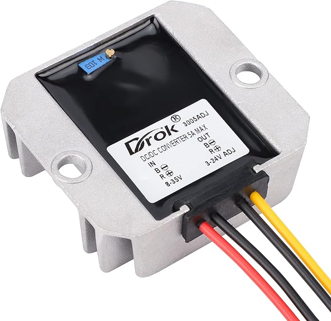 DROK Voltage Regulator 2pcs, DC to DC Buck Converter Adjustable 8-35V to 3-24V 5A, 24V to 12V Step Down Converter 12V Power Supply
