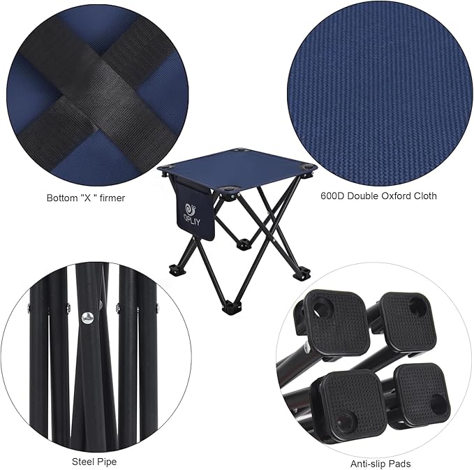Opliy Camping Stool, Folding Small Chair Portable Camp Stool for Camping Fishing Hiking Gardening and Beach, Camping Seat with Carry Bag (Blue)