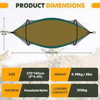 Chihee Ultra-Light Travel Camping Hammock Pop-up Net Hammock 660lbs Load Capacity,Breathable,Quick-Drying Parachute Nylon 2 Premium Carabiners,2 Tree Slings Included for Outdoor Backpacking Hiking