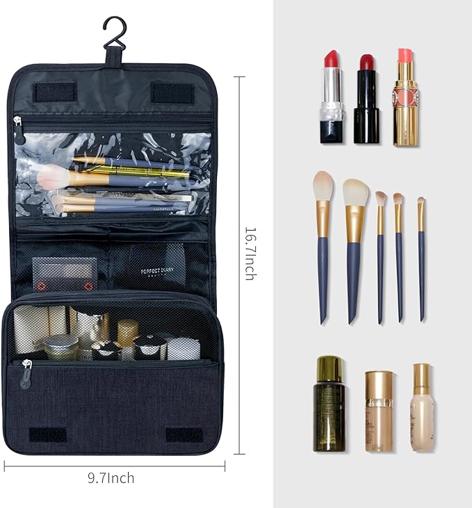 Lcsmaokin Large Capacity Toiletry Bag Travel Bag with Hanging Hook for Men and Women Waterproof Travel Cosmetic Bag Bathroom Bag,with TSA Approved Zippers Clear Travel Makeup Bag Carry-on