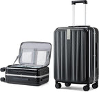 Hanke 26 Inch Large Checked Luggage PC Hard Shell Luggage Top Opening Travel Luggage Suitcases with Wheels for Woman Men.(Jet Black)