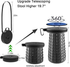 ALEVMOOM XXL Telescoping Stool with Cushion,Taller 19.7"Wider 11.8" Collapsible Chair More Sturdy Capacity 1000Ib,Portable Camping Adjustable Stool for Garden Fishing Hiking Mountain BBQ (Large Black)