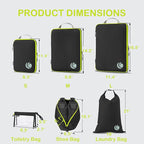 Cipway Compression Packing Cubes, Lightweight Travel Luggage Organizers with Shoe, Toiletry & Laundry Bags, Travel Essentials for Carry-on Suitcase (8 Piece, Black)