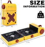 Aircity 2 Burner Folding Camping Stove - Portable Propane Stove with Adjustable Burners, Perfect for Camping, Picnics, Outdoor Activities, and Emergency Use (16,000 BTU)