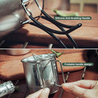 5PCS Stainless Steel Camping Cooking Set Cookware Mess Kit Cook Pots and Pan Set with Cups & Storage Bag, Lightweight Camping Cookware for Hiking Backpacking Outdoor Cooking and