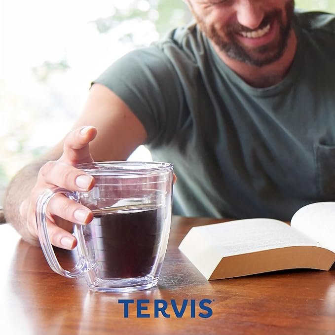 Tervis Clear & Colorful Tabletop Made in USA Double Walled Insulated Tumbler Travel Cup Keeps Drinks Cold & Hot, 16oz Mug, River Rock