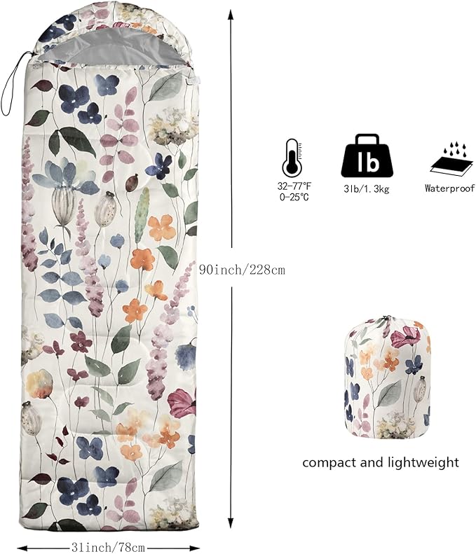 Sleeping Bags for Adults and Kids Backpacking Camping Sleeping Bags for Girls and Boys Lightweight Waterproof Cold/Warm Sleeping Bag for Season Camping Essentials Outdoor Travel with Compression Bags