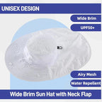 Home Prefer Outdoor UPF50+ Sun Hat Wide Brim Mesh Fishing Hat with Neck Flap