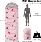 Sleeping Bags for Adults Youth Kids,3D Printing Camping Sleeping Bag for Girls Boys Lightweight Waterproof Cold/Warm Weather Sleeping Bag for 3 Seasons