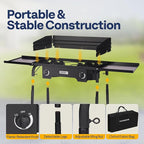 VIVOHOME 2 Burner Outdoor Propane Stove, Heavy Duty Gas Stove with 2 Side Panels and Windscreen, 150,000 BTU Camping Stove for Backyard Barbecues