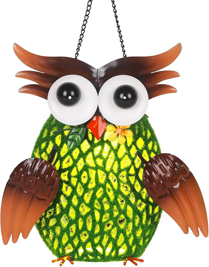 Owl Solar Lanterns Outdoor Waterproof Village Hollow-Out Metal Hanging Solar Lanterns for Outside Yard, Patio Ideal Gift for Women, Family, Friends