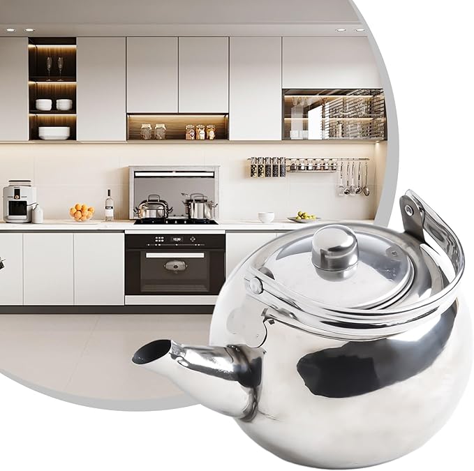 Stainless Steel Tea Kettle, Heat Resistant Handle Stovetop Camping Coffee Pot Water Bottle with Built in Filter for Tea and Beverage Brewing(14cm)