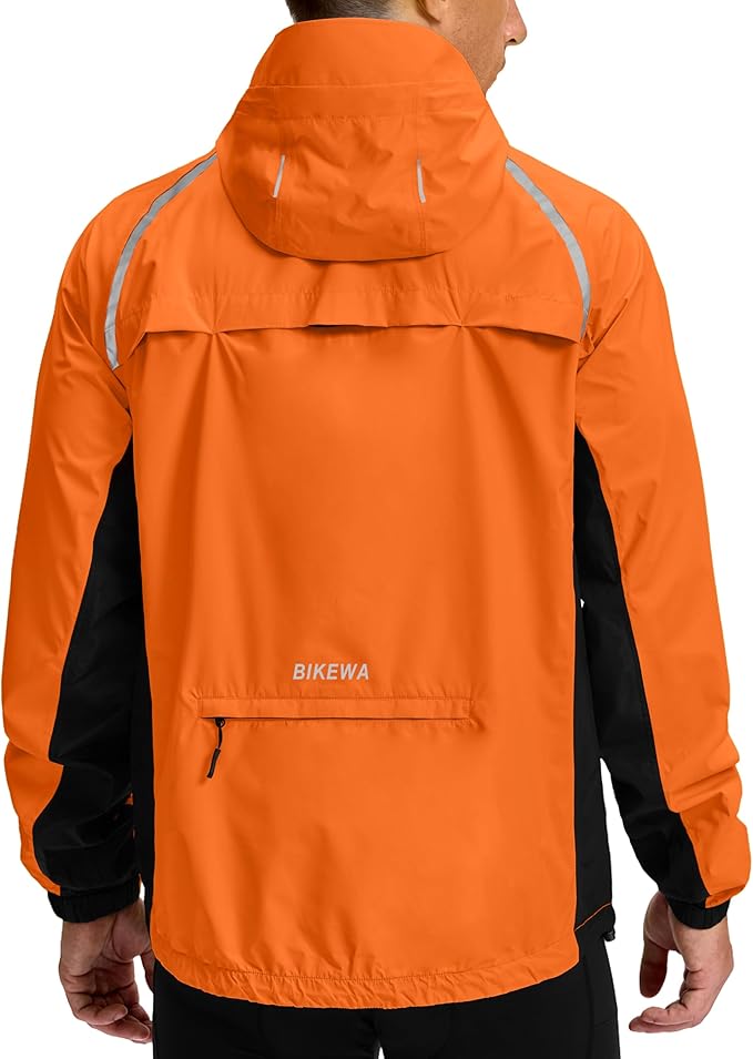 Men's Cycling Rain Jackets Waterproof Running Bike Windbreaker Lightweight Packable Hooded Jacket