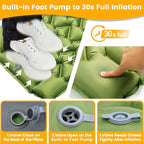 Ultralight Camping Sleeping Pad with Built-in Pillow & Foot Pump, Compact Inflatable Air Mattress for Backpacking, Hiking, Tent, Travel Camp & Outdoor Adventures