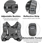 Weighted Vest, 6lb/8lb/12lb/16lb/20lb/25lb/30lb Weight Vest with Reflective Stripe, Weighted Vest for Men Women Workout Equipment for Strength Training, Running, Jogging, Fitness, Weight Loss