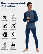Men's 100% Merino Wool Base Layer Sets Lightweight Active Base Layer for Ski