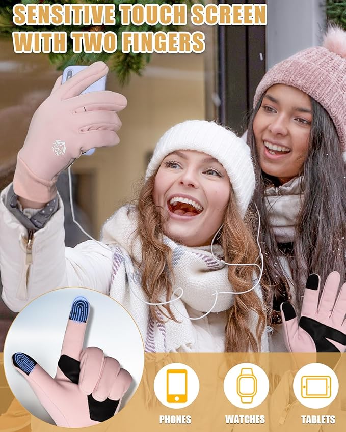 RIGWARL Winter Gloves Men and Women Medium-Thick, Gloves for Cold Weather with Thermal Plush, Touchscreen Running Glove Adjustable Zippered Wrist for Walking The Dog Hiking Camping Cycling Work