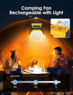 Battery Powered Fan - 9-Inch Rechargeable Fan Portable, 10000mAh(30Hrs) Camping Fan for Tent, Auto Oscillation Cordless Fan, Tent Fan for Camping with Remote/light, 4 Speeds, 4 Timing, Outdoor